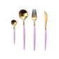 Gold Round Cutlery Set  Stainless Steel (4pcs