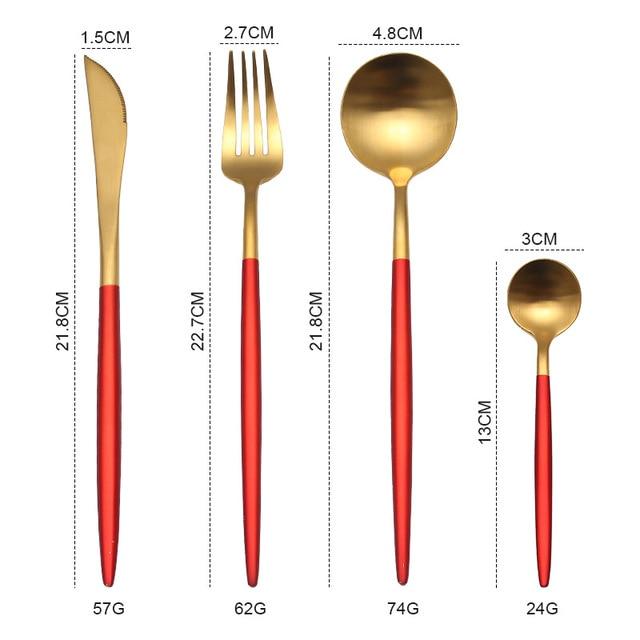 Gold Round Cutlery Set  Stainless Steel (4pcs