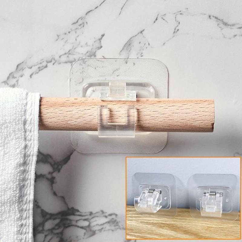 Transparent Self Adhesive Rod Bracket Holder (2pcs)