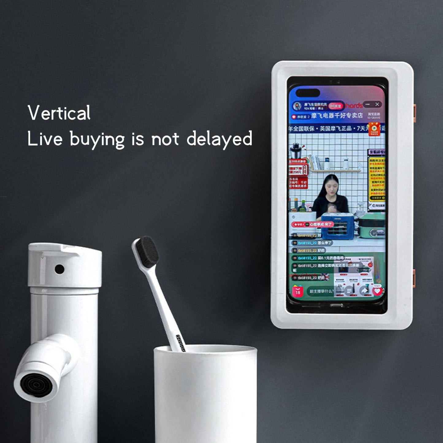 Punch-Free Wall Mounted Waterproof Self Adhesive Shower Phone Case