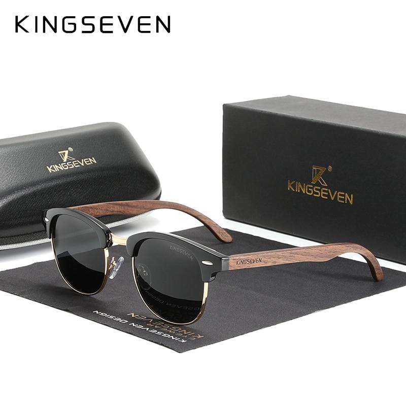 KINGSEVEN™ Black Walnut Wooden Polarized Sunglasses