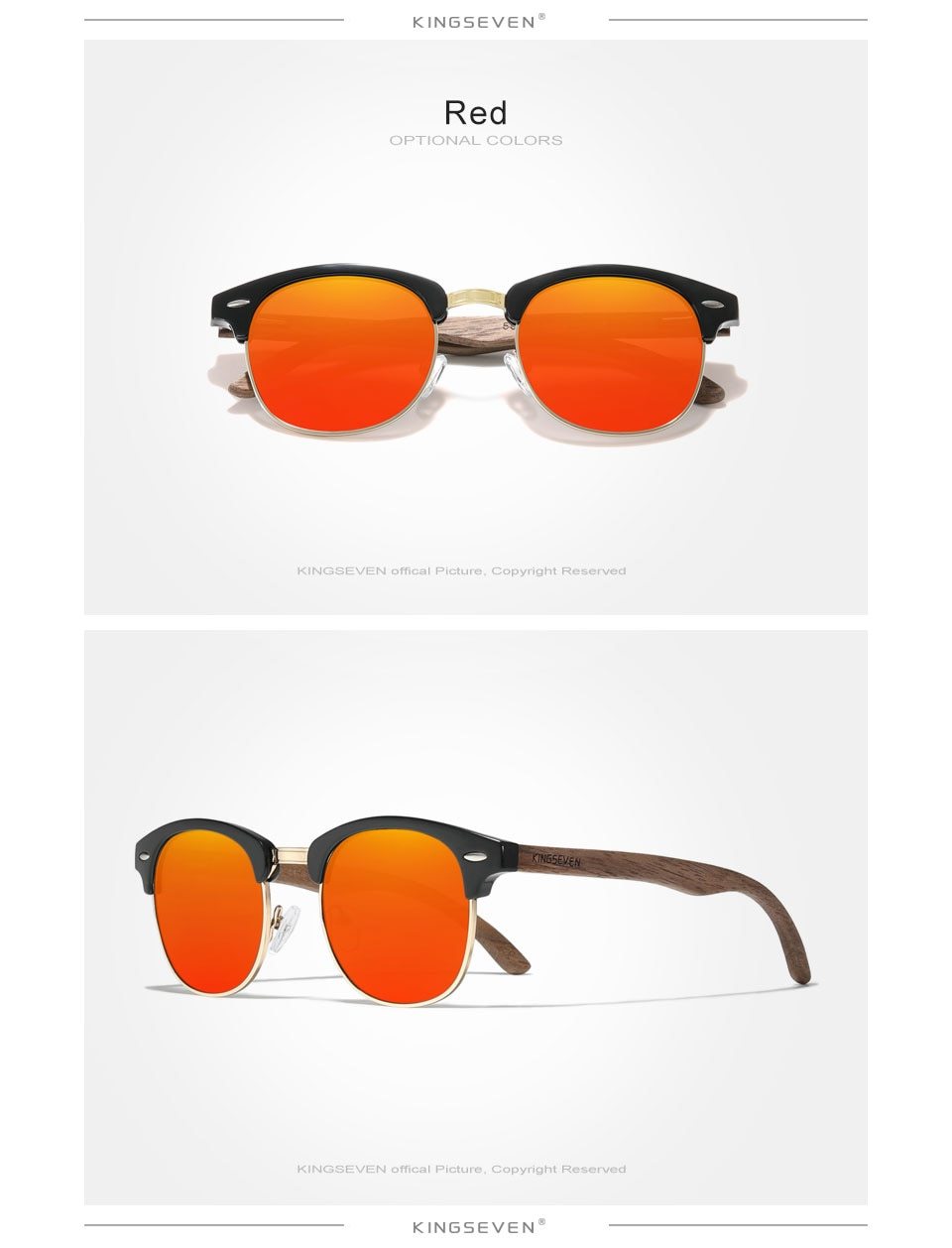 KINGSEVEN™ Black Walnut Wooden Polarized Sunglasses