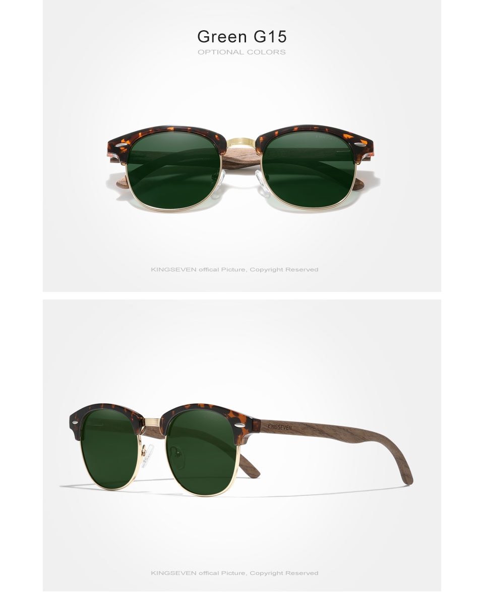 KINGSEVEN™ Black Walnut Wooden Polarized Sunglasses