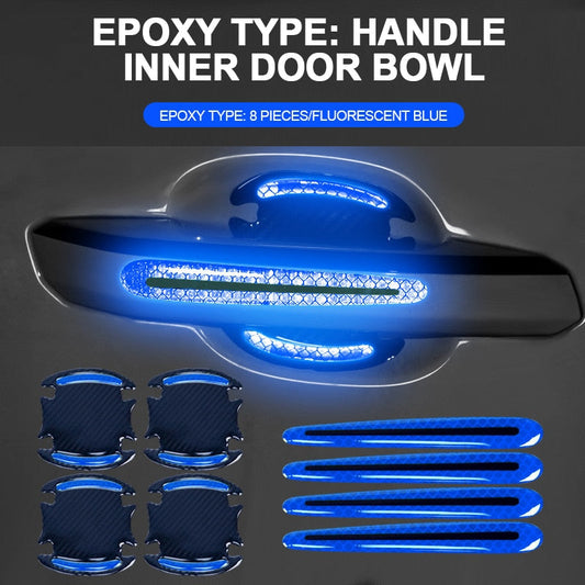 Reflective Car Door Handle Protection 3D Sticker (8 Pcs)