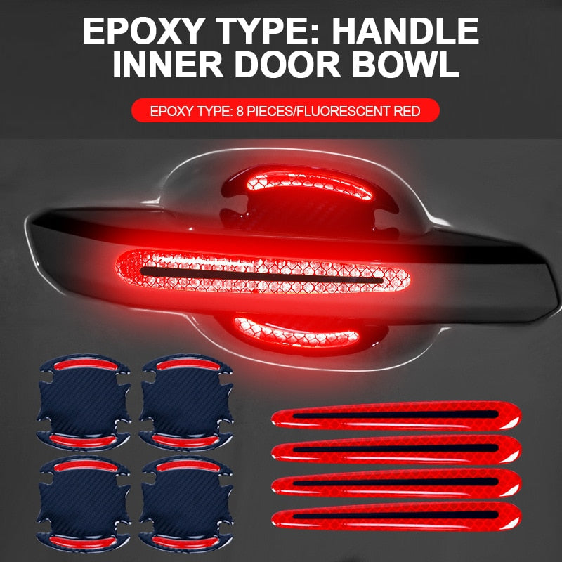 Reflective Car Door Handle Protection 3D Sticker (8 Pcs)
