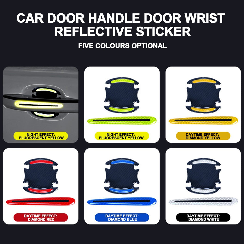 Reflective Car Door Handle Protection 3D Sticker (8 Pcs)