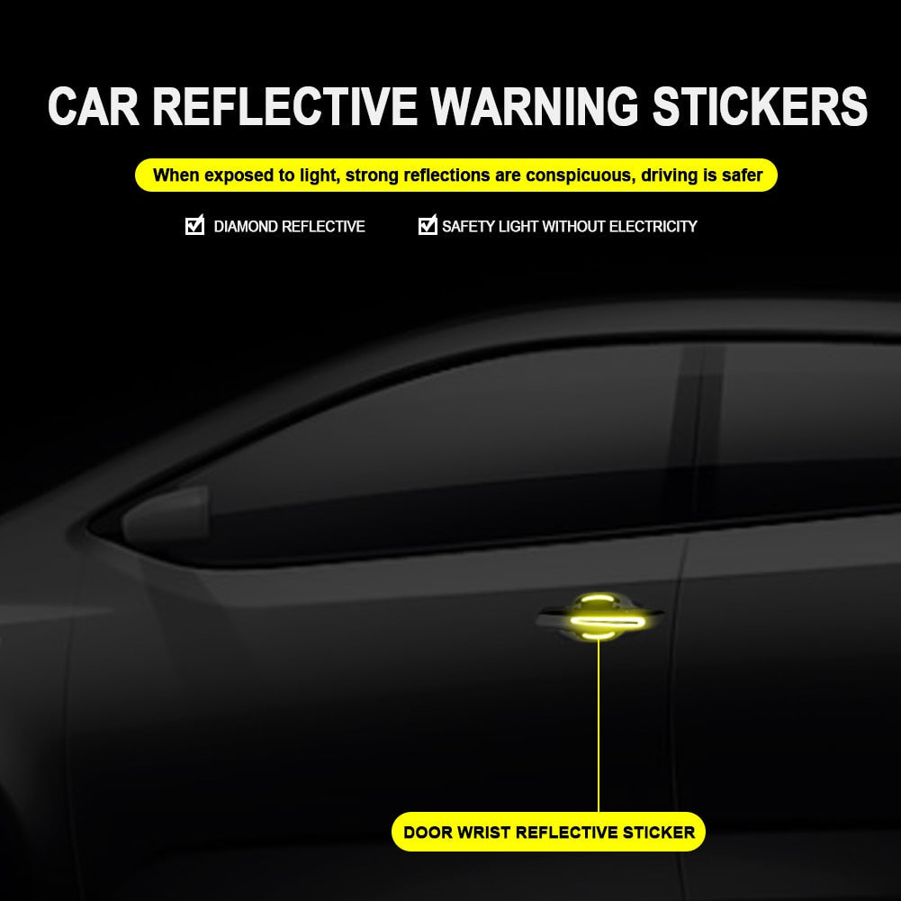 Reflective Car Door Handle Protection 3D Sticker (8 Pcs)