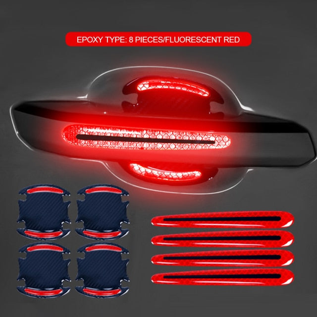 Reflective Car Door Handle Protection 3D Sticker (8 Pcs)