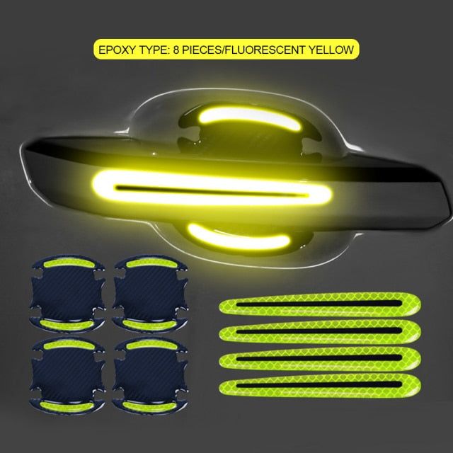 Reflective Car Door Handle Protection 3D Sticker (8 Pcs)