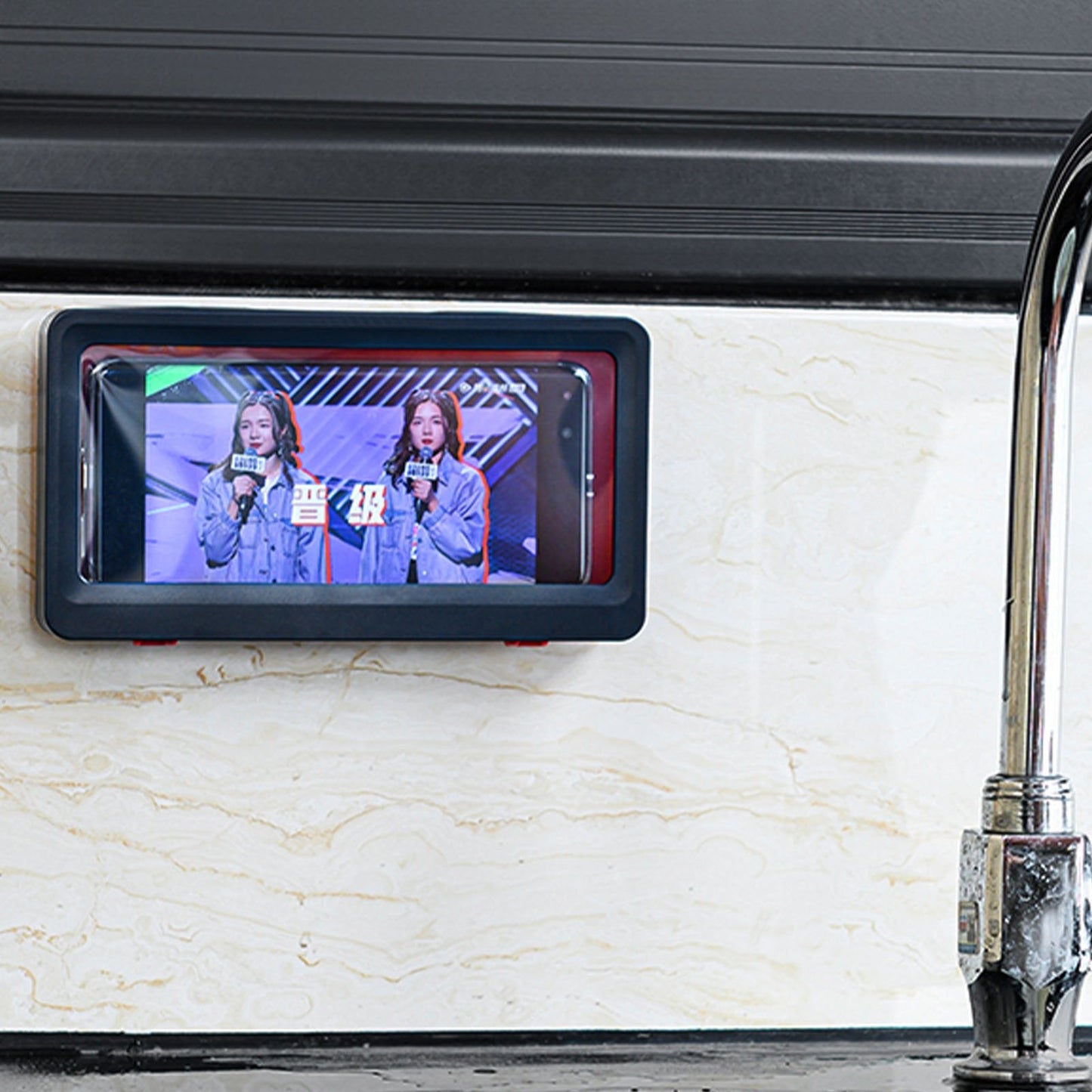 Punch-Free Wall Mounted Waterproof Self Adhesive Shower Phone Case