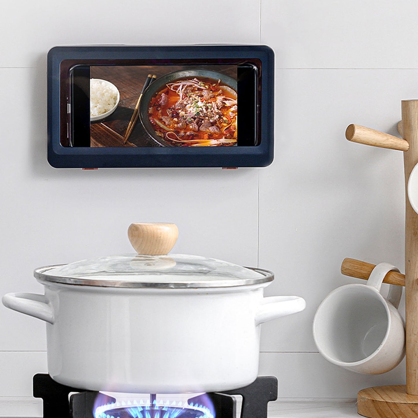 Punch-Free Wall Mounted Waterproof Self Adhesive Shower Phone Case