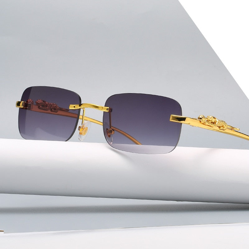 Unisex Leopard Luxury Rimless Sunglasses