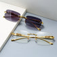 Unisex Leopard Luxury Rimless Sunglasses