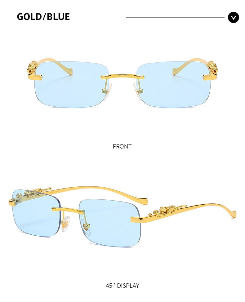 Unisex Leopard Luxury Rimless Sunglasses
