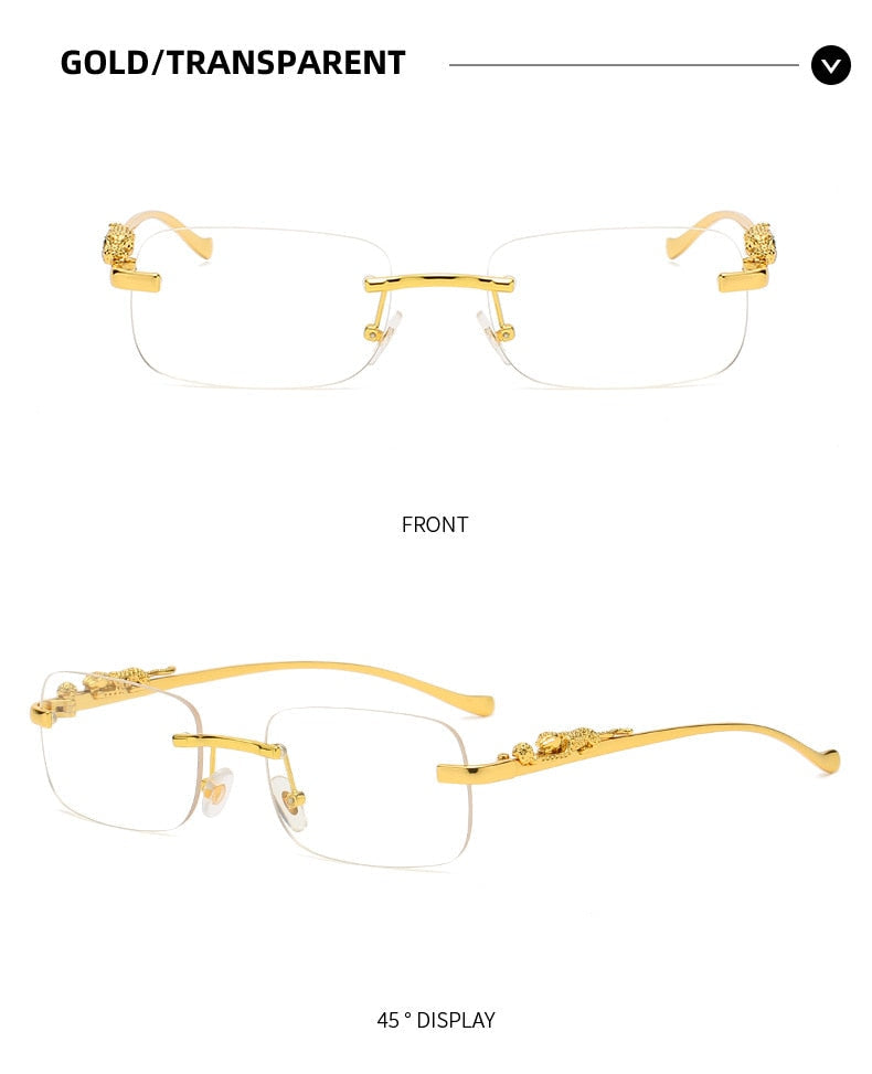 Unisex Leopard Luxury Rimless Sunglasses