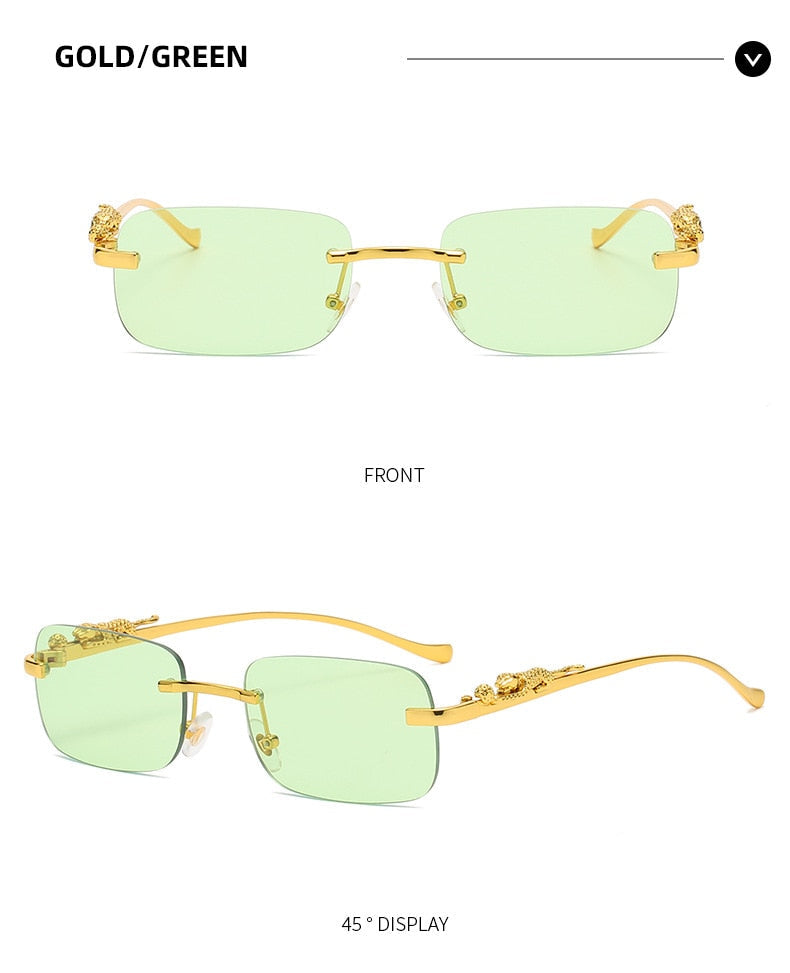 Unisex Leopard Luxury Rimless Sunglasses