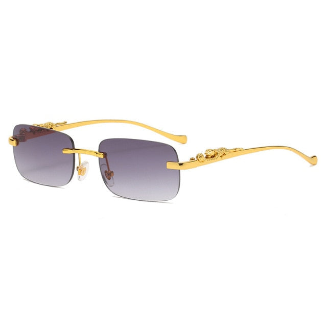 Unisex Leopard Luxury Rimless Sunglasses