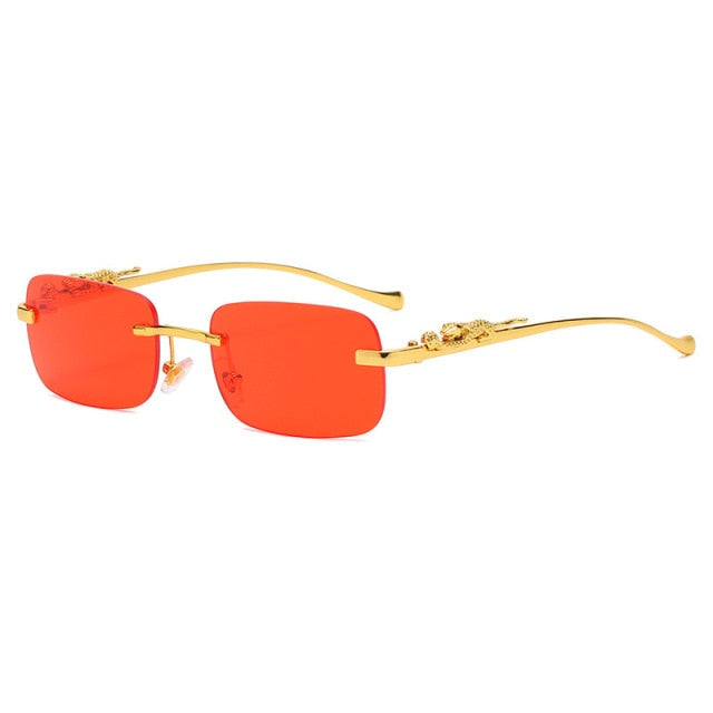 Unisex Leopard Luxury Rimless Sunglasses