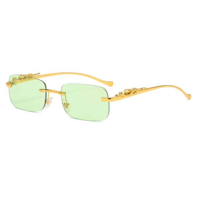 Unisex Leopard Luxury Rimless Sunglasses