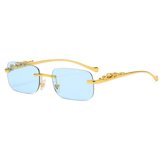 Unisex Leopard Luxury Rimless Sunglasses
