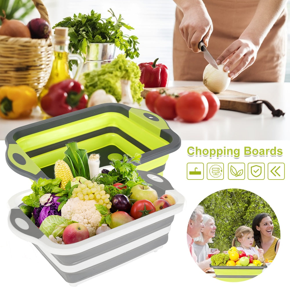 Foldable 2 in 1 Silicone Cutting Board & tub