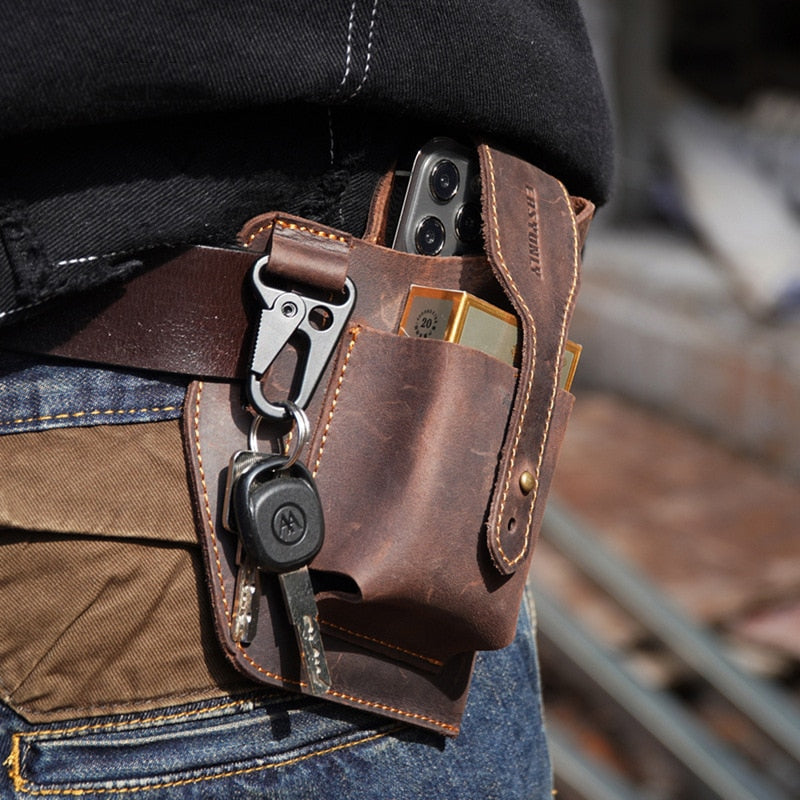 Leather Retro EDC Organizer Waist-Bag for Men