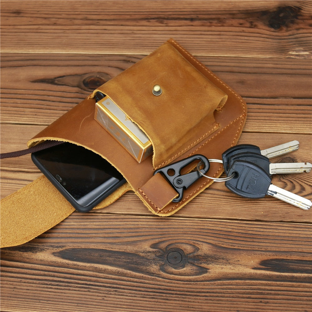 Leather Retro EDC Organizer Waist-Bag for Men