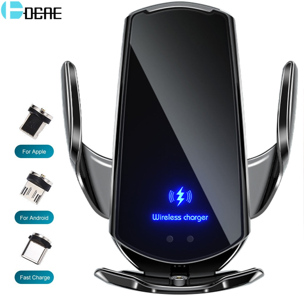 Automatic 3 in 1 Smart 15W Fast Wireless Charger Phone Mount