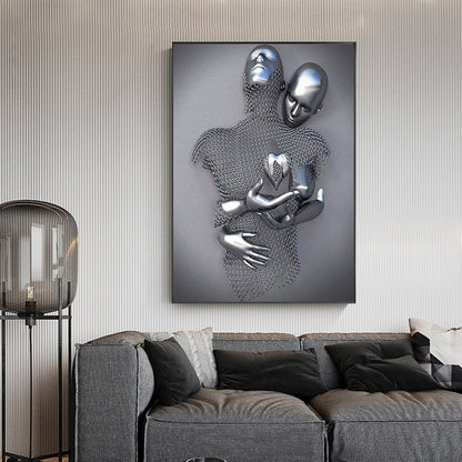 3D Metal Figure Statue Art Canvas Poster