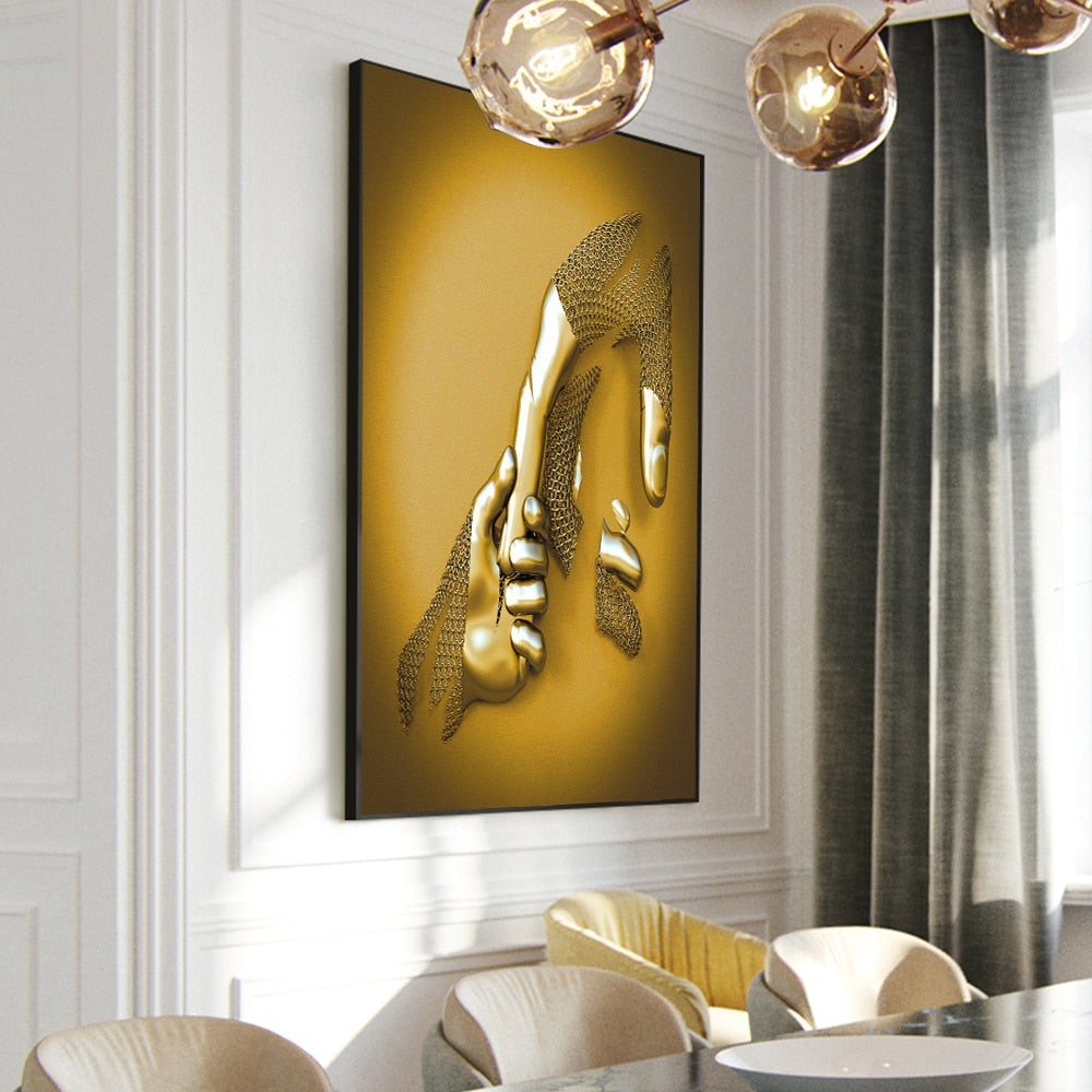 3D Metal Figure Statue Art Canvas Poster