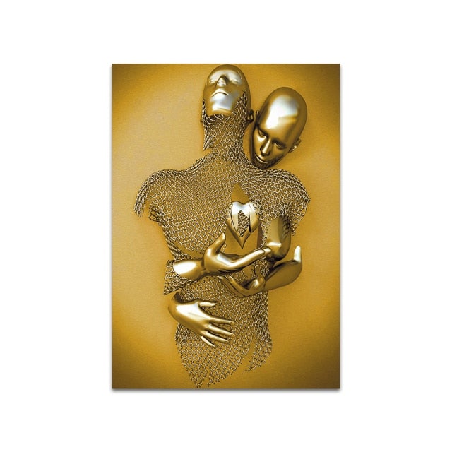 3D Metal Figure Statue Art Canvas Poster