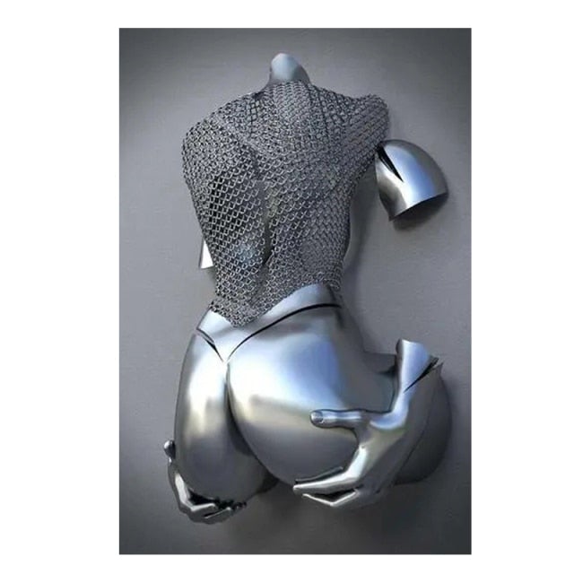 3D Metal Figure Statue Art Canvas Poster