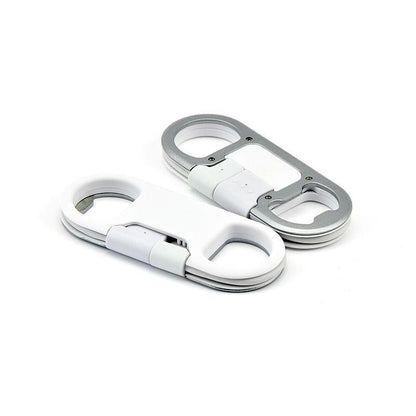 2 in 1 -Bottle Opener Keychain USB Charge Cable for iPhone & Andro - Indigo-Temple
