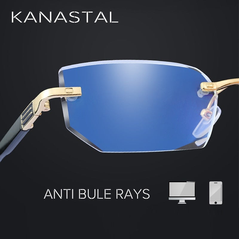 Rimless Anti Blue Light Diamond Cut Reading Glasses