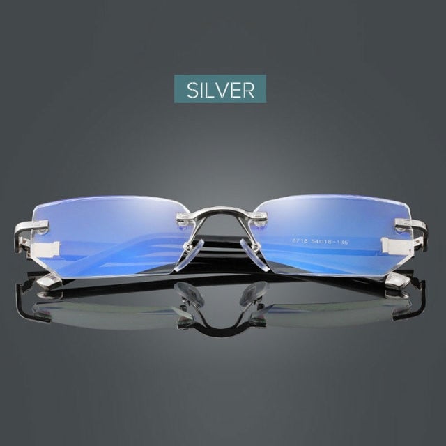 Rimless Anti Blue Light Diamond Cut Reading Glasses