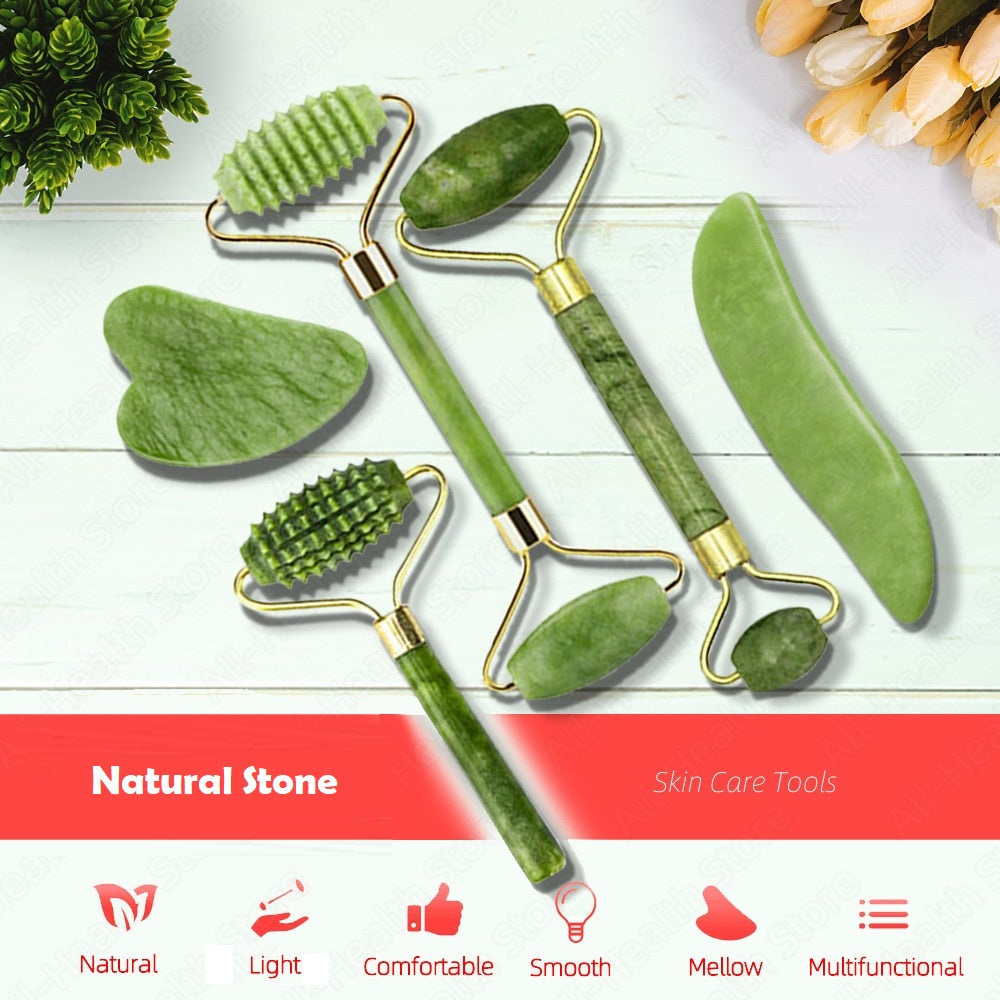 Natural Jade Stone Face Massage Roller