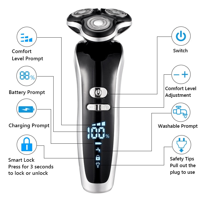 Rechargeable 4 in 1 Electric Led 4D Shaver