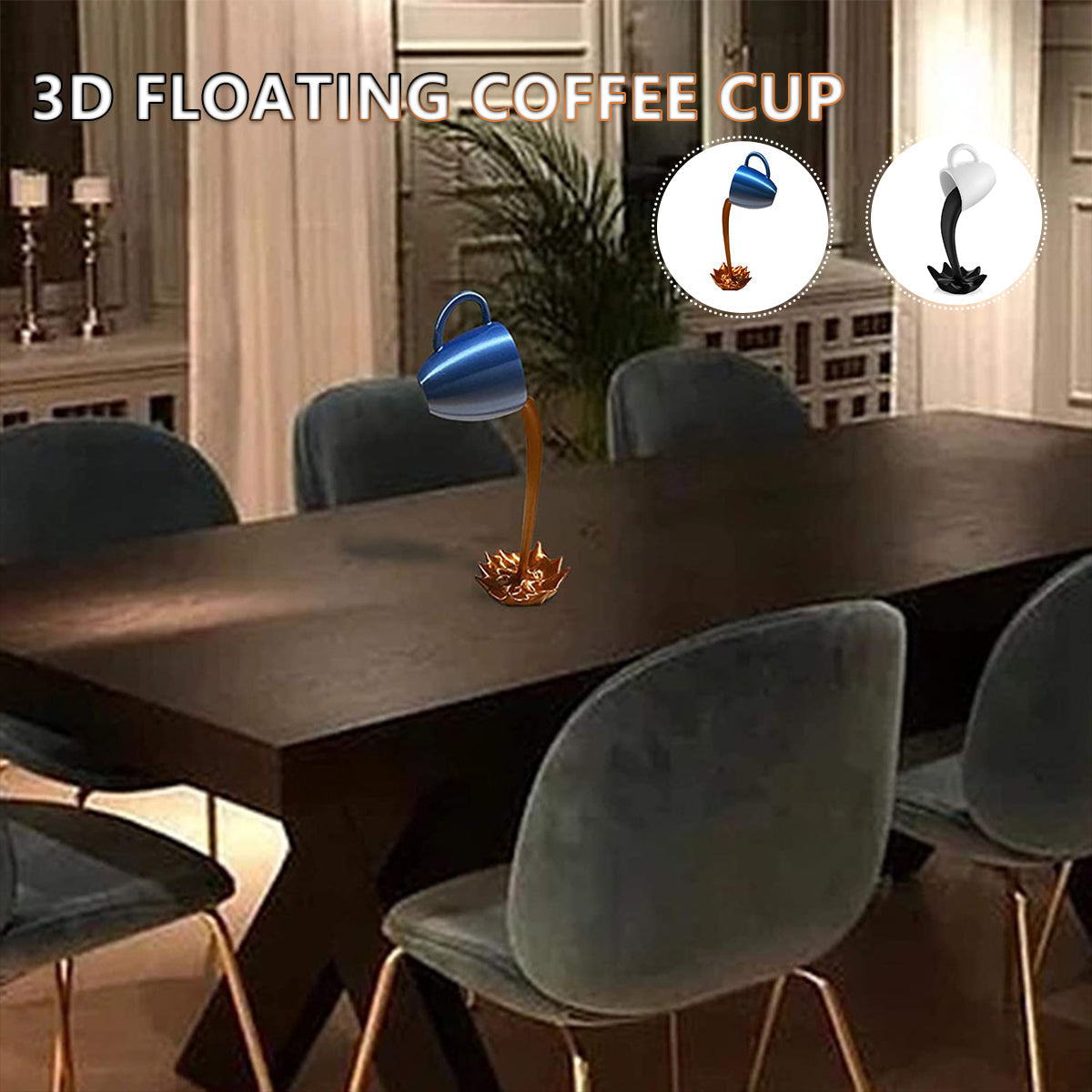 Floating Coffee Cup Art Sculpture