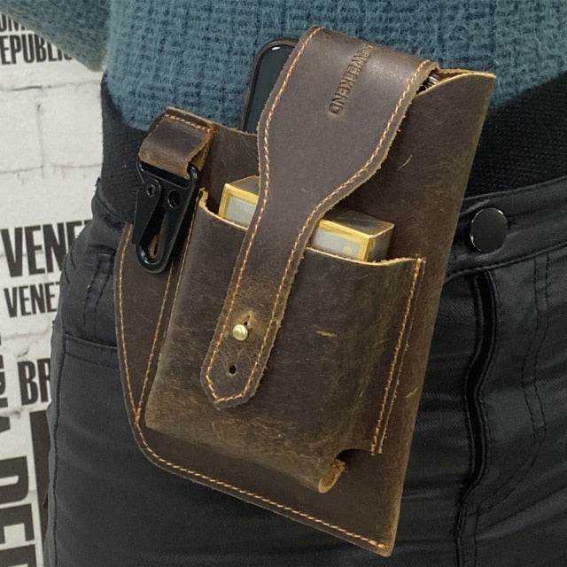 Leather Retro EDC Organizer Waist-Bag for Men