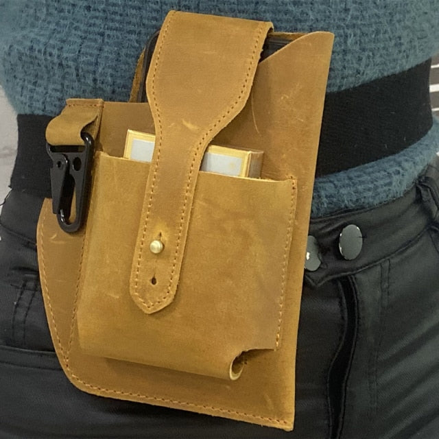 Leather Retro EDC Organizer Waist-Bag for Men