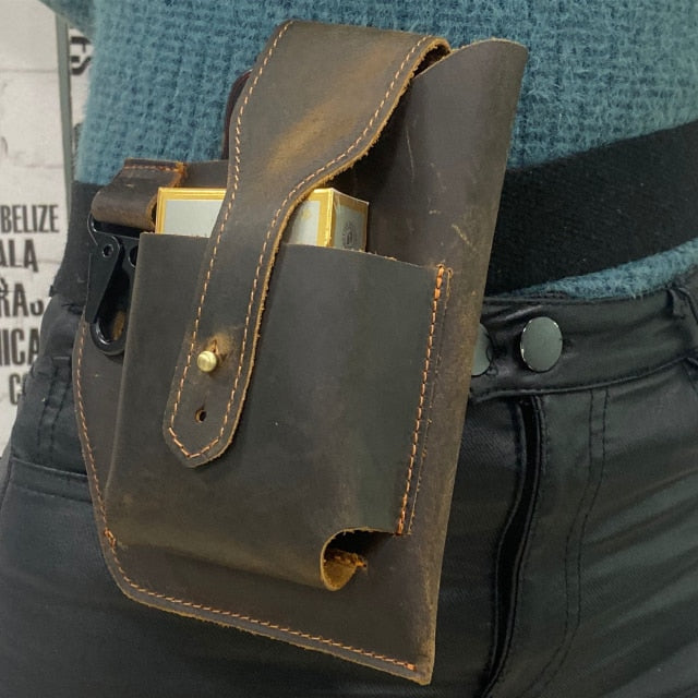 Leather Retro EDC Organizer Waist-Bag for Men