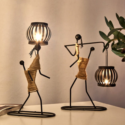 Pinturesque Metal African Style Candle Holder