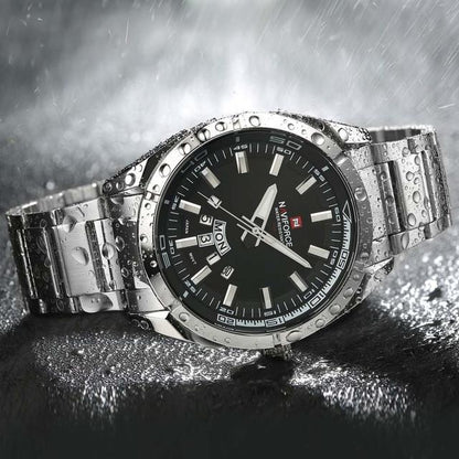 Luxury  Stainless Steel Army Wrist Watch - Indigo-Temple