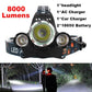 4-mode 8000Lm  LED Headlamp Set - Indigo-Temple