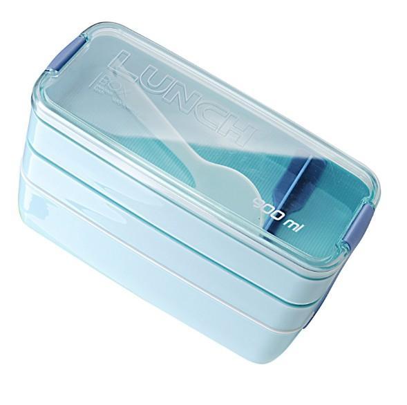 3 Layers Microwave Bento Lunch Box - Indigo-Temple
