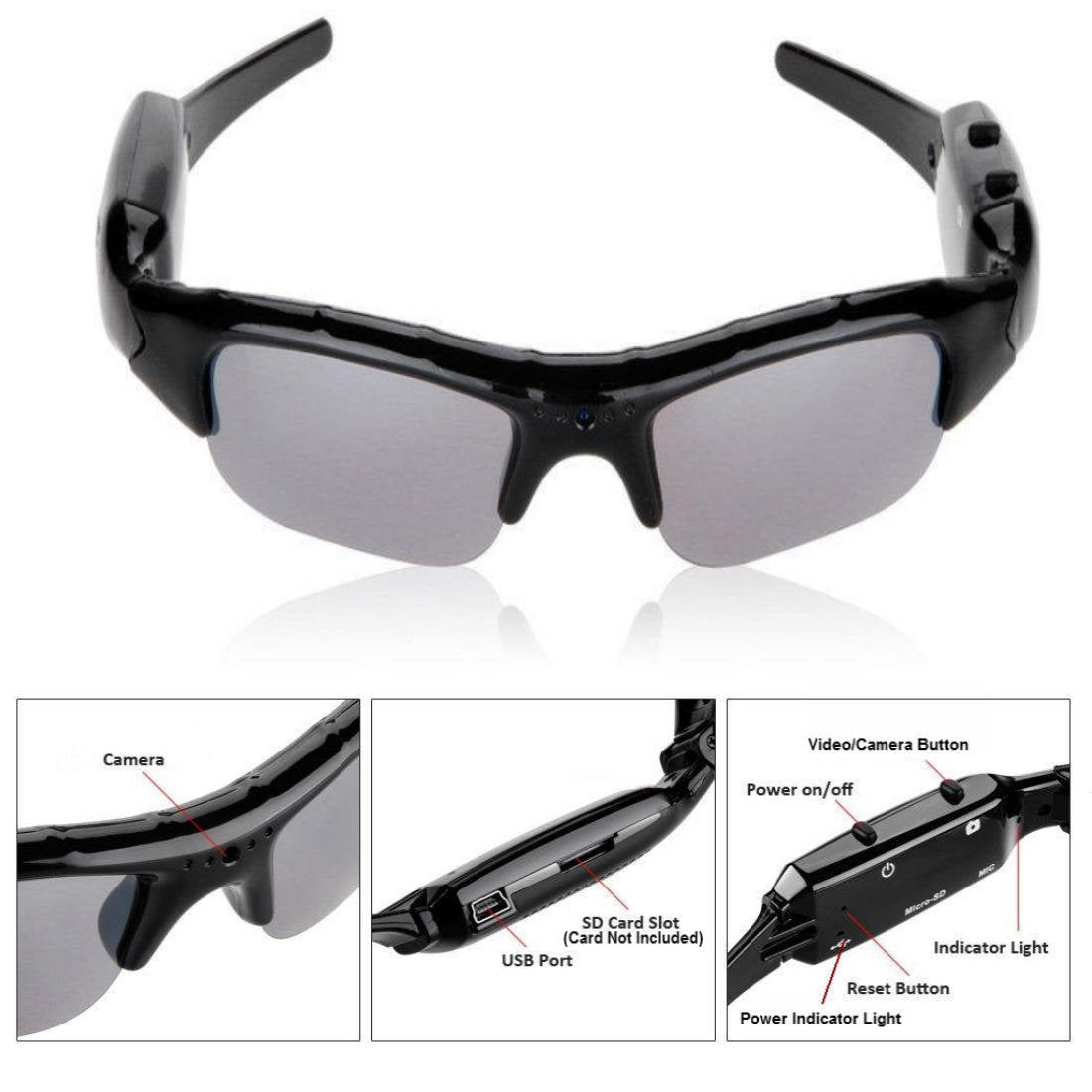 POV-Tek™ TACTICAL CAMERA SUNGLASSES - Indigo-Temple