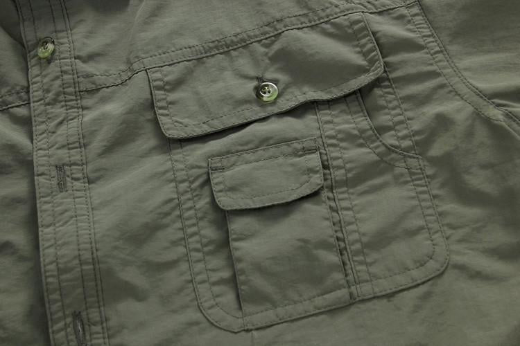Quick Drying Removable Sleeves Outdoor Shirt - Indigo-Temple