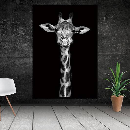 Black & White African Animal Canvas Painting - Indigo-Temple