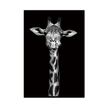 Black & White African Animal Canvas Painting - Indigo-Temple