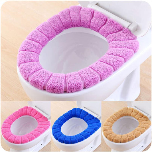 Warm & Comfortable Velvet Toilet Seat Cushion (2pcs) - Indigo-Temple